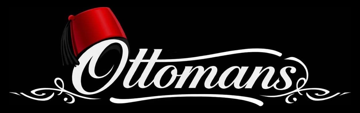 Ottomans logo, red fez over white script (tight crop)