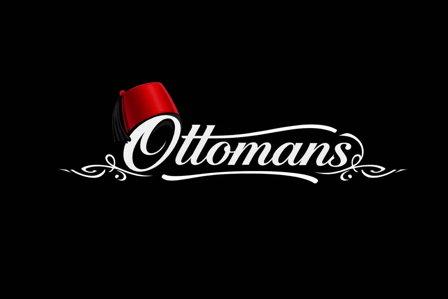 Ottomans logo, red fez over white script